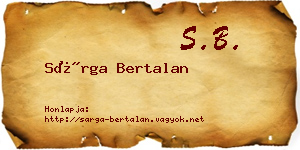 Sárga Bertalan névjegykártya